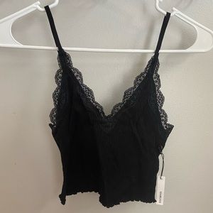 black lace cropped going out tank